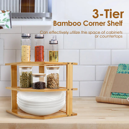 Étagère d'angle bambou moderne -