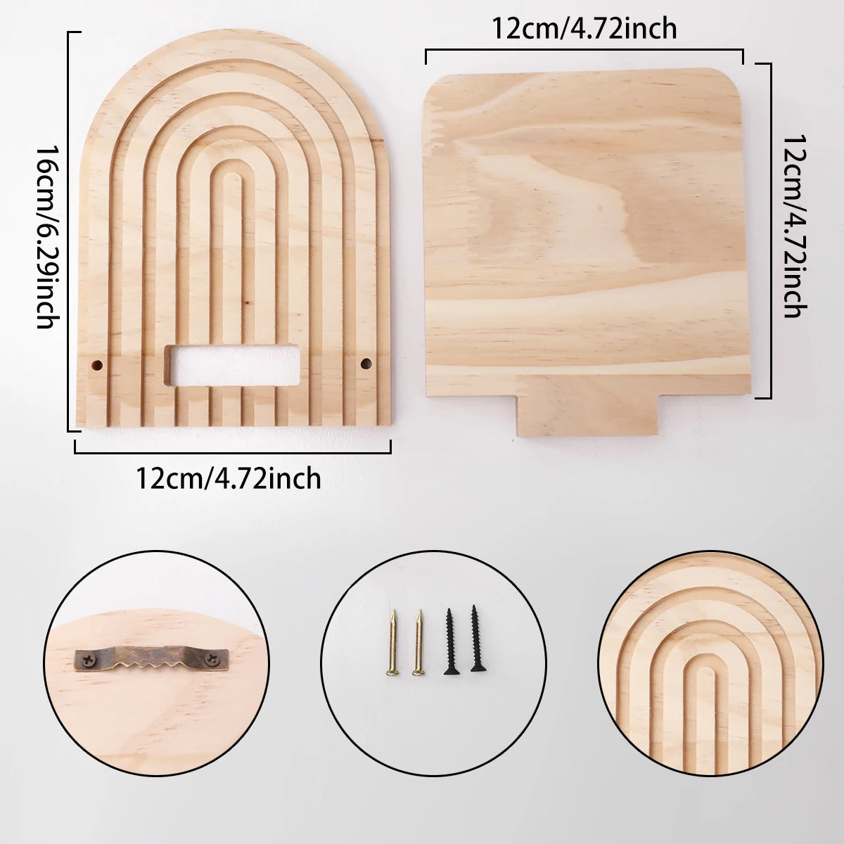 étagère murale bois bohème en forme d'arche - A