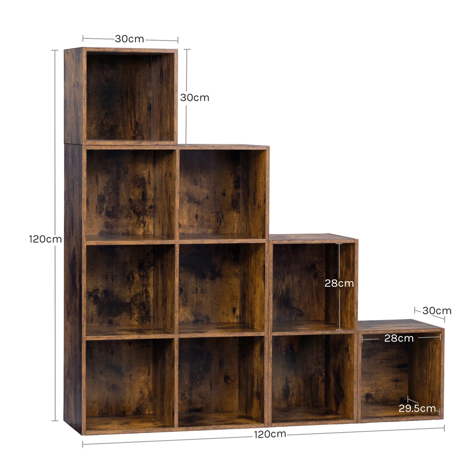 Étagère cube rangement en bois - Marron 120x120x30cm Étagère cube