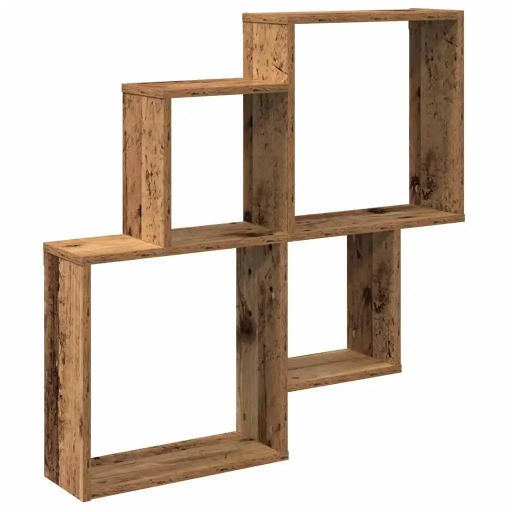 Étagère cube murale bois 80x15x78.5 cm - Étagère cube Marron