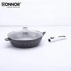 Poêle céramique poignée amovible avec couvercle -