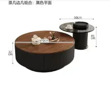 Table basse bois marron ronde de luxe - 70cm 50cm 3