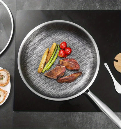 Poêle inox compatible avec gaz et induction -