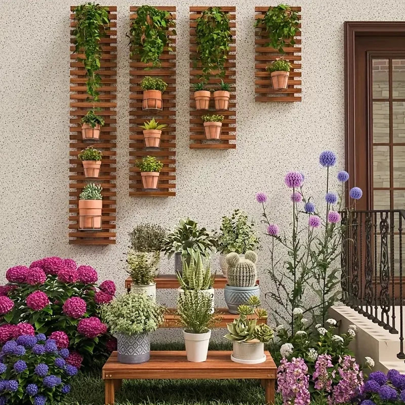 étagère bois plante murale -