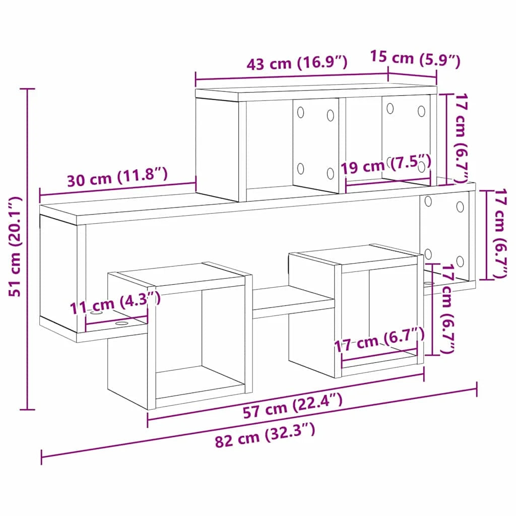 étagère murale salon 82x15x51 cm -