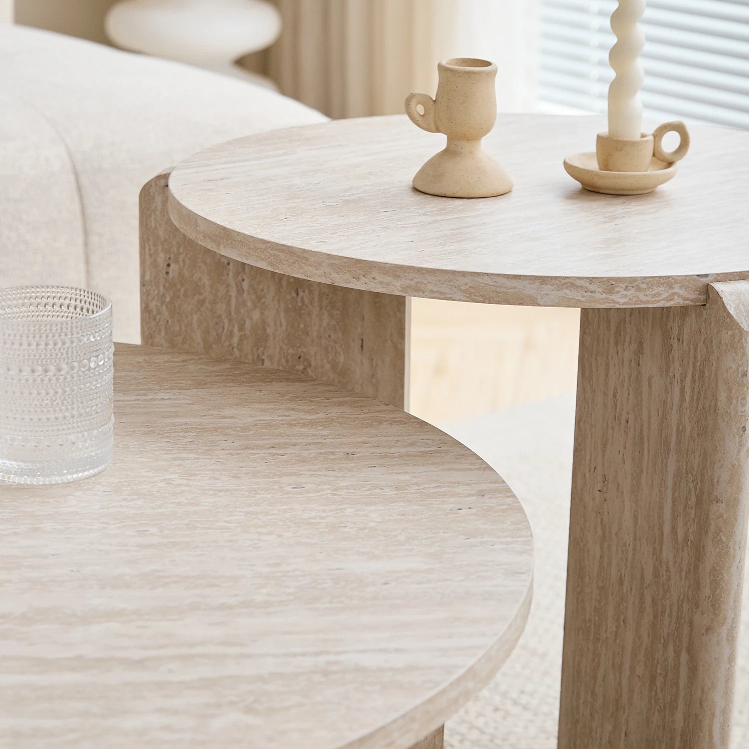 Table basse bois gris minimaliste 2 ensembles -