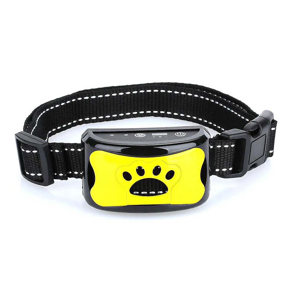 collier anti aboiement rechargeable avec USB - Jaune
