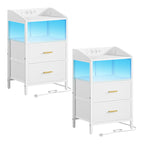 Petit table de chevet avec LED - lot de 2 ensembles - Blanc Table de chevet