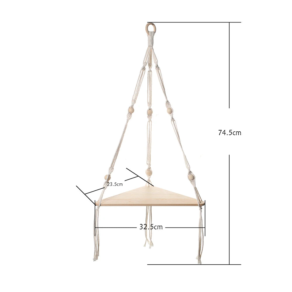 étagère bois d'angle triangulaire à 3 niveaux muraux -