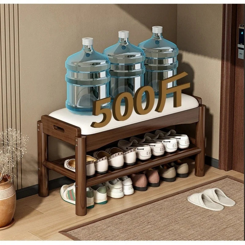 Meuble à chaussure en bois avec tabouret pour l'entrée de la maison -