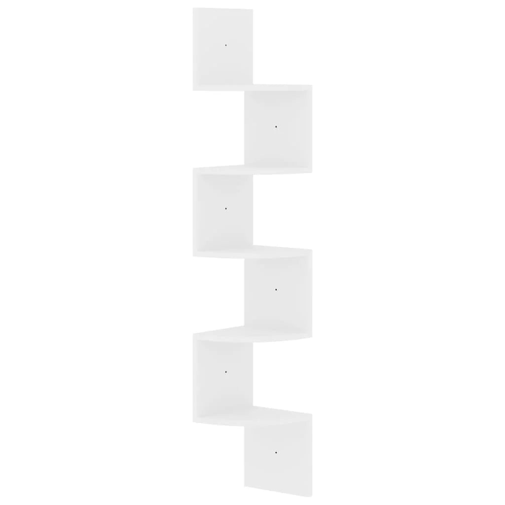 étagère murale d'angle 19x19x123 cm - Blanc