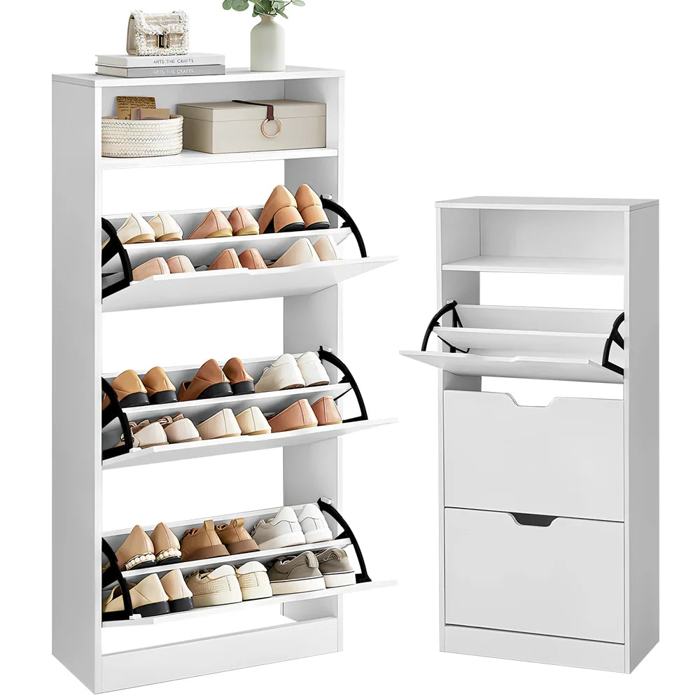 Meuble à chaussure grande capacité à tiroir blanc -