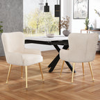 Chaise salle à manger velours blanc 2 ensembles de luxe - Chaise salle à manger OR 2Pcs 1