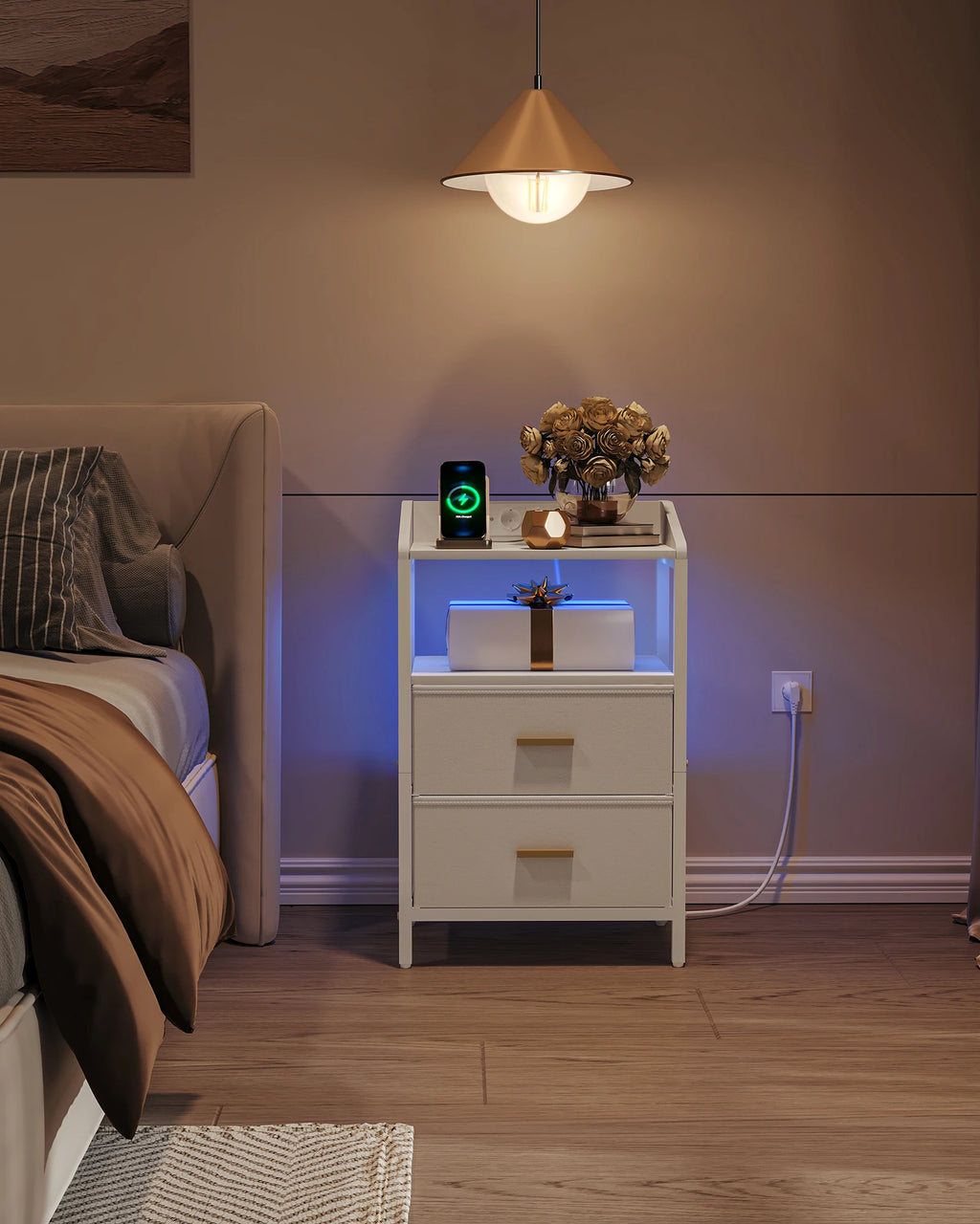 Petit table de chevet avec LED - lot de 2 ensembles -