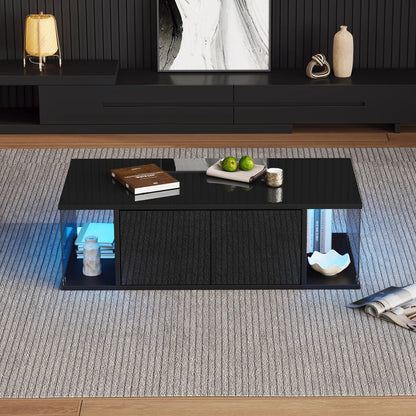 Table basse bar avec plateau verre trempé -