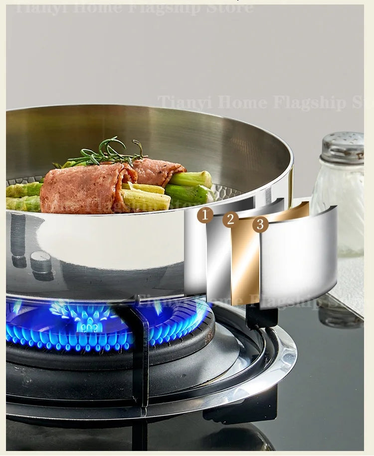 Wok poêle en inox solide -