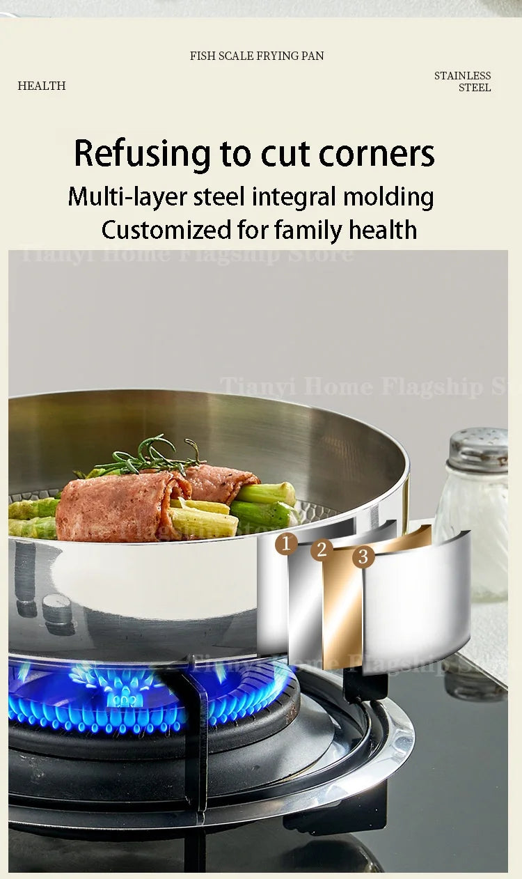 Wok poêle en inox solide -