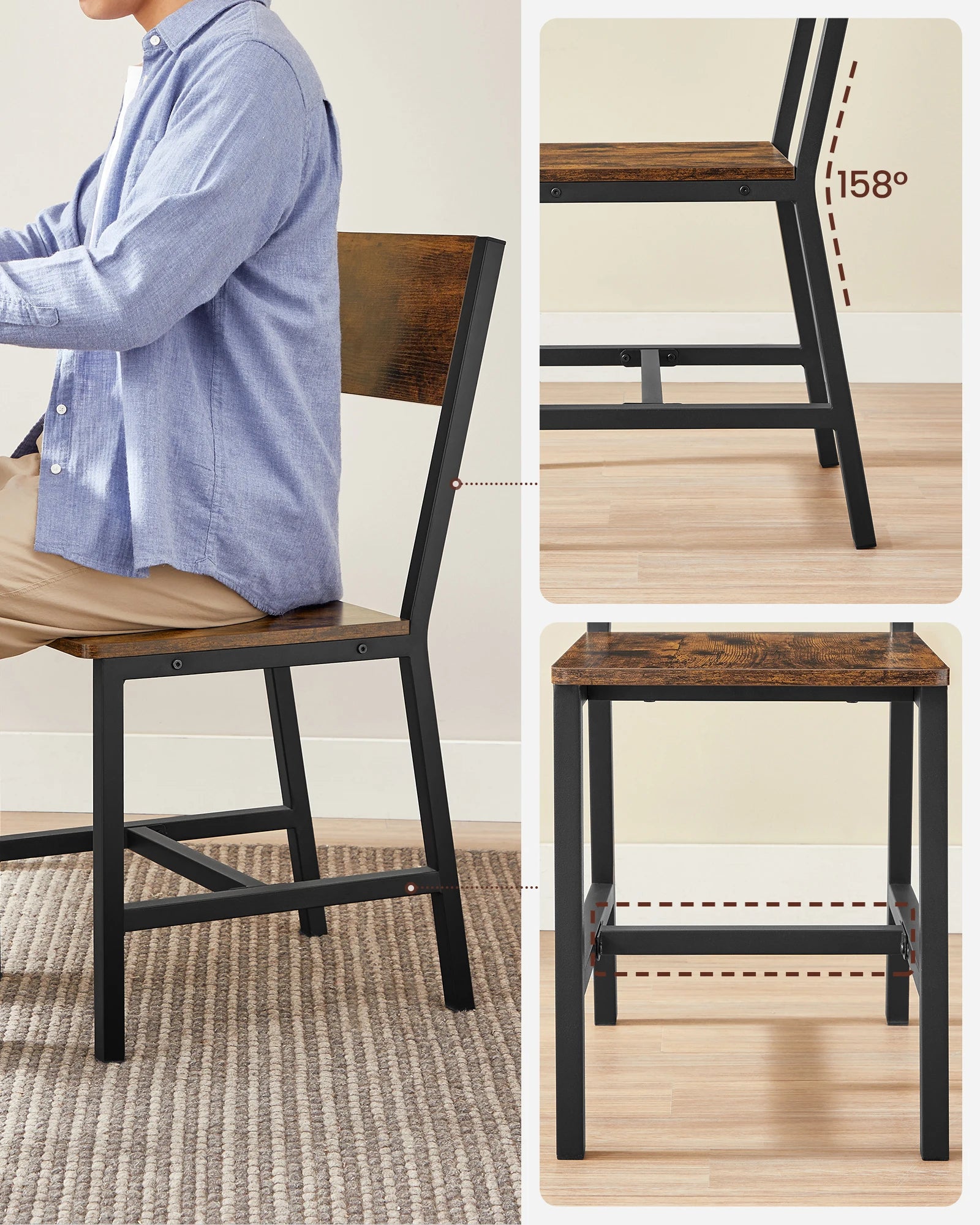 Chaise salle à manger pieds métal 4 ensembles -