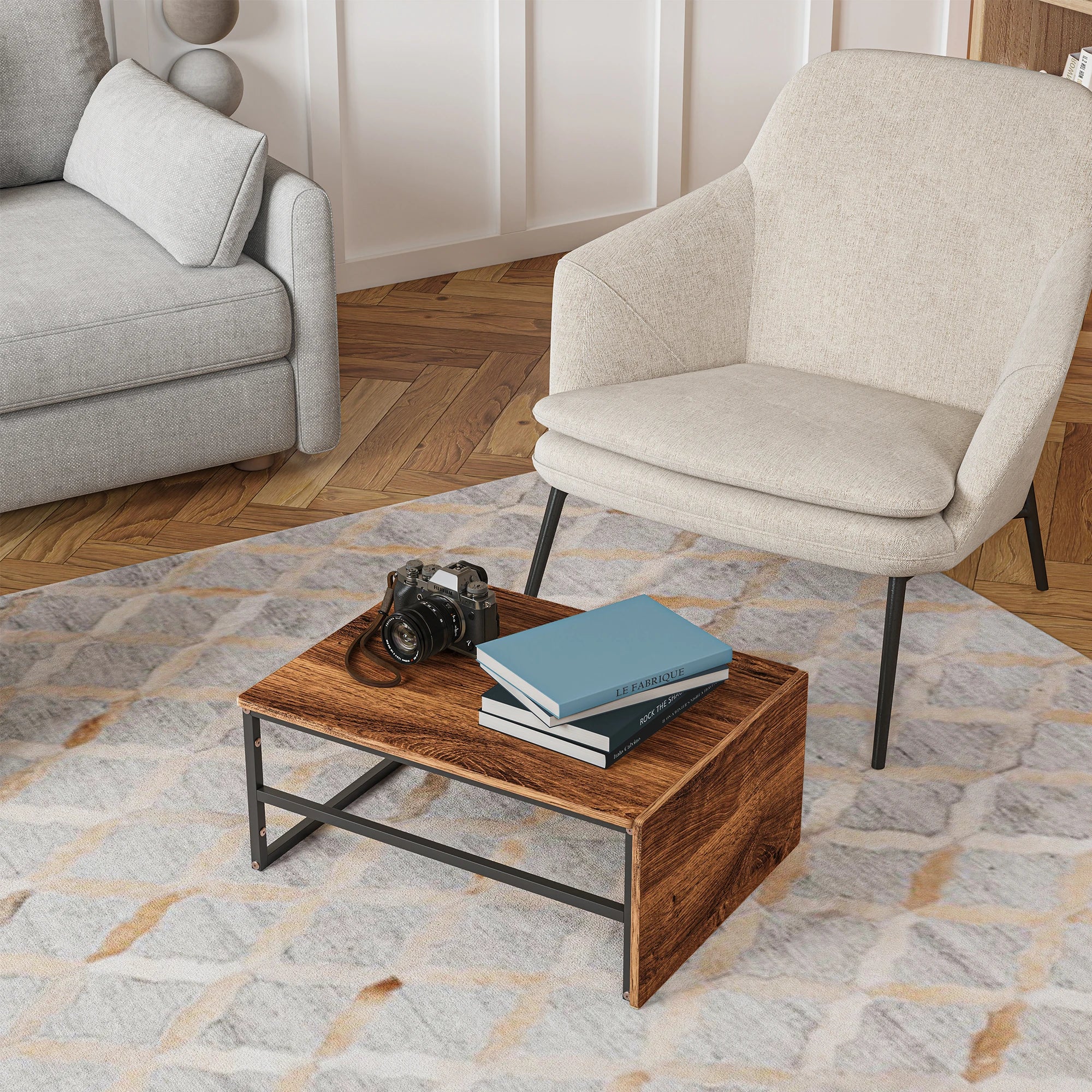 Table basse minimaliste pieds en métal -