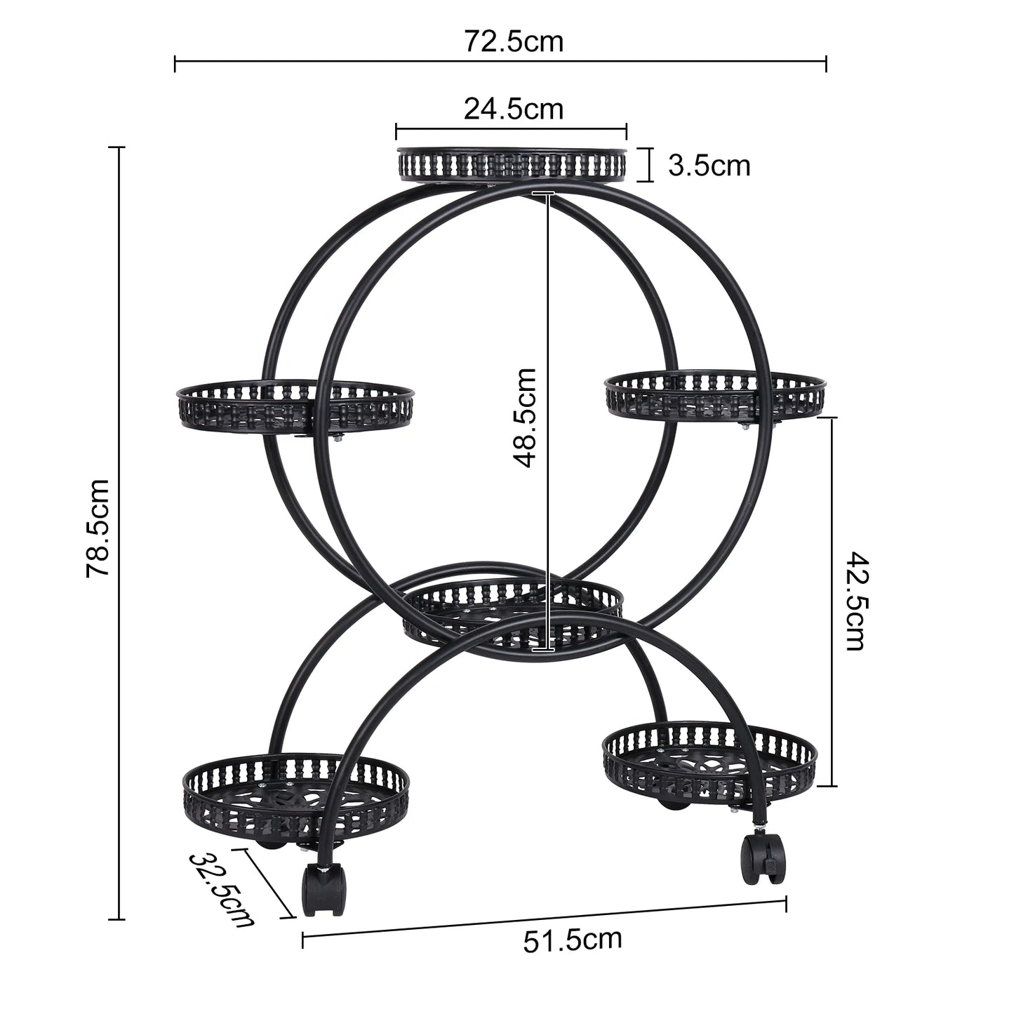 Étagère plante roulette ronde de petite taille -