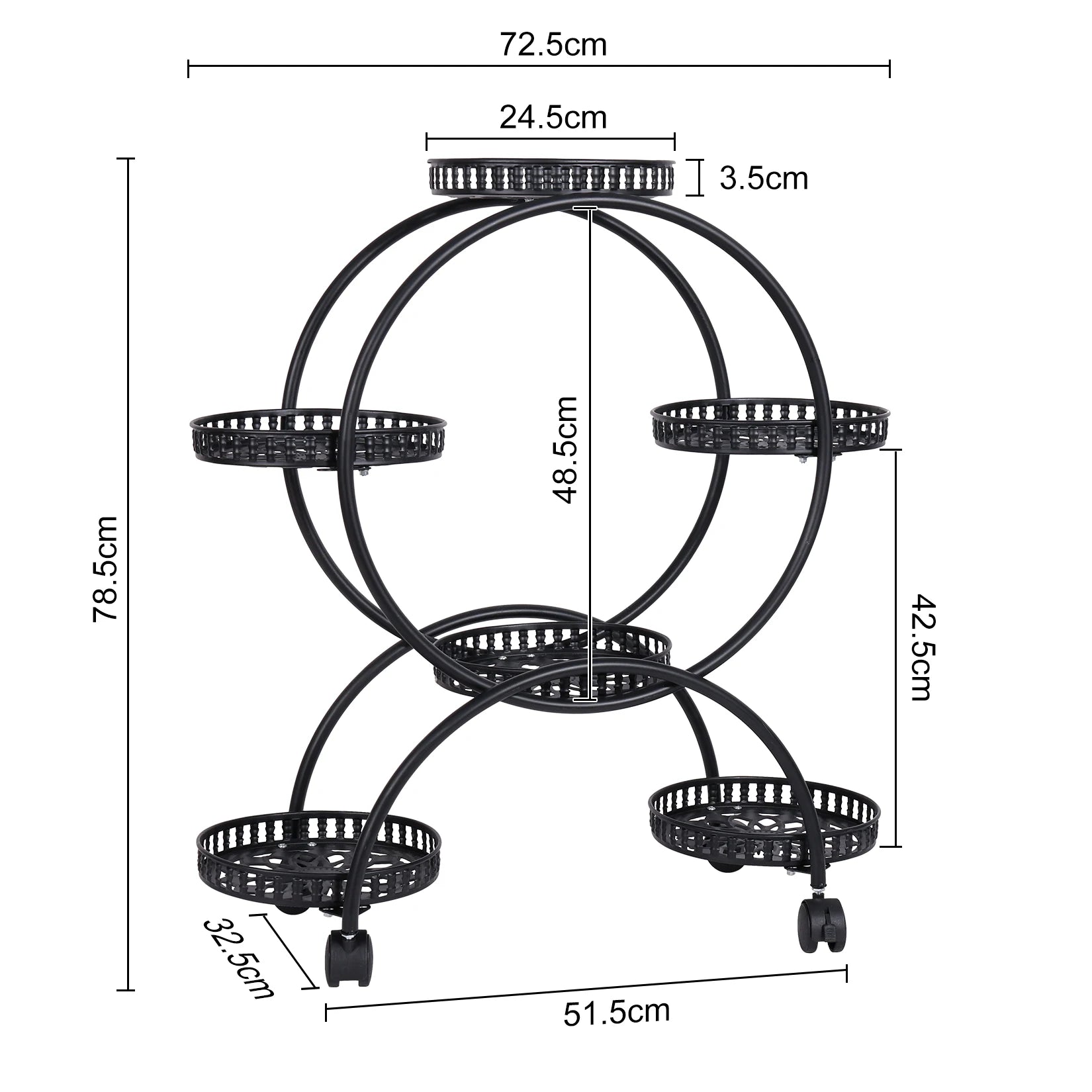 Étagère plante roulette ronde de petite taille -