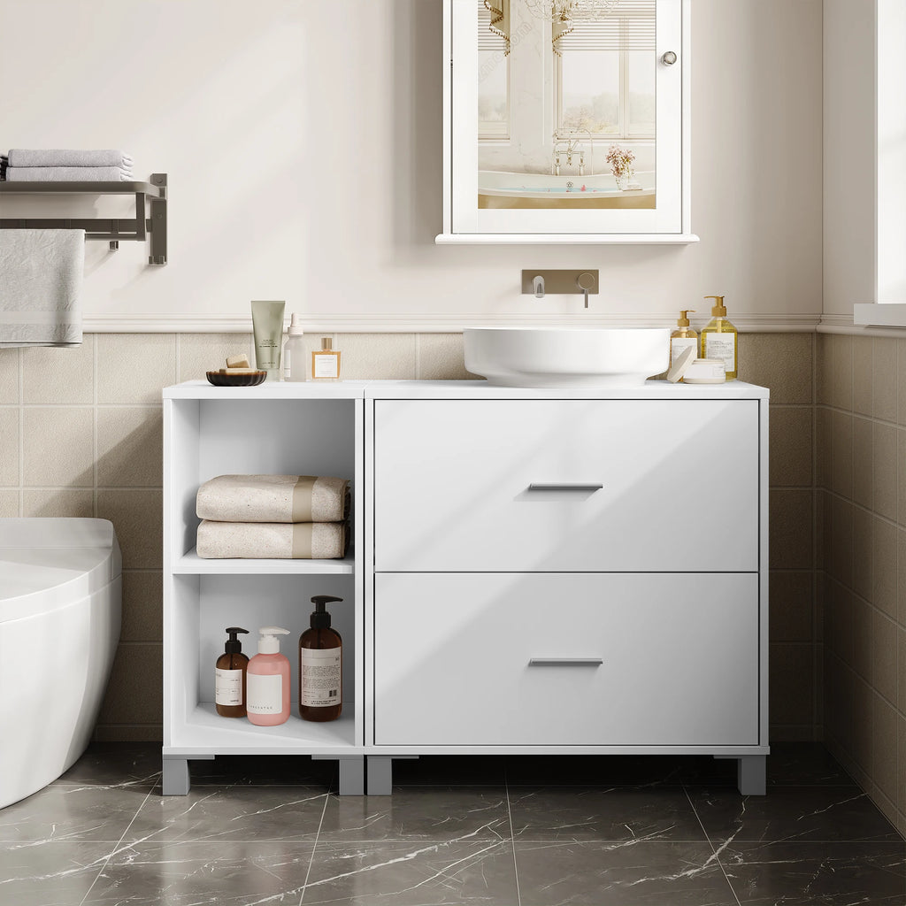 Meuble de rangement bas salle de bain blanche moderne -