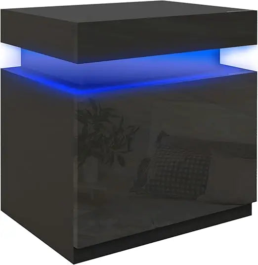 Table de nuit avec éclairage LED - Noir Table de nuit