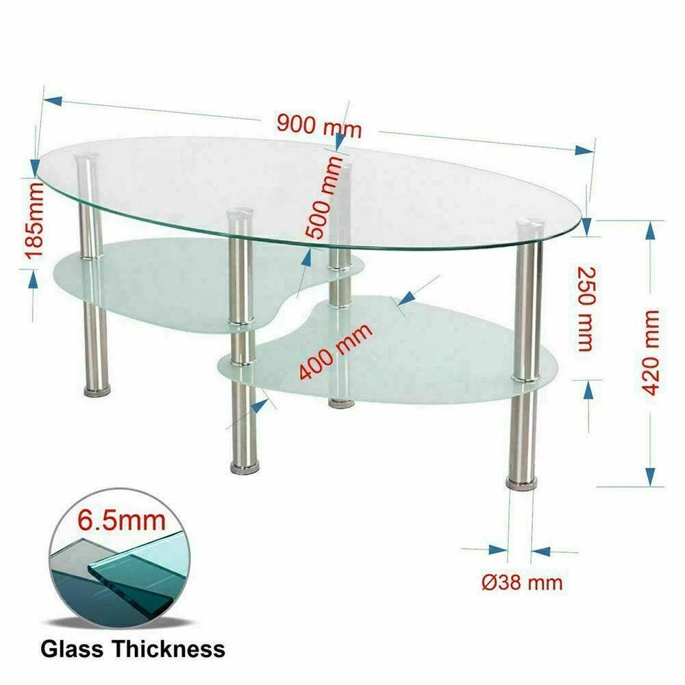 Table basse en verre à 3 niveaux minimaliste 90x50x45cm - Blanc transparent Table basse
