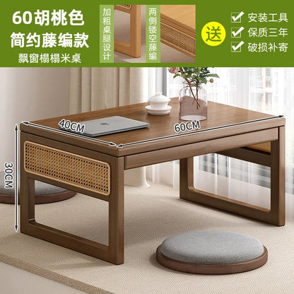 Table basse bureau japonais en bois naturel - 60 Noyer