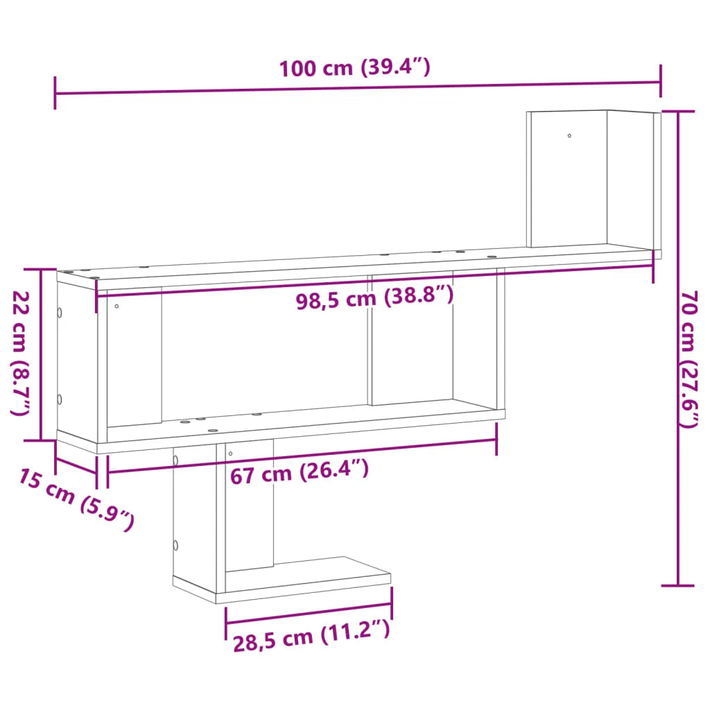 étagère murale blanche 100x15x70 cm -