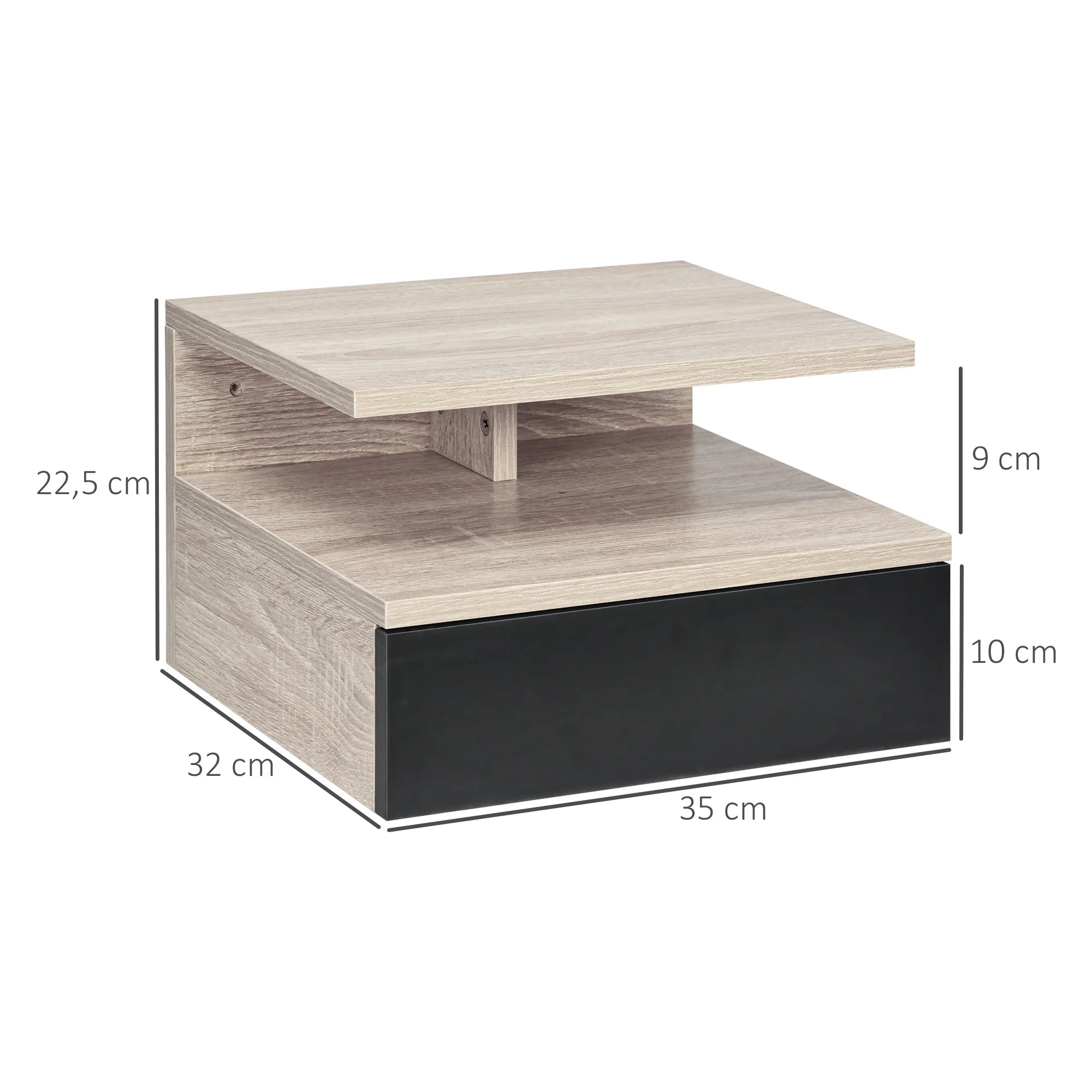 Table de nuit flottante de luxe lot de 2 ensembles - 35X32X22.5 cm -