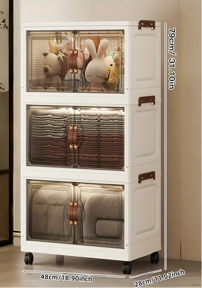 Meuble à chaussure transparent multifonction de type cabine - 3 couches noires