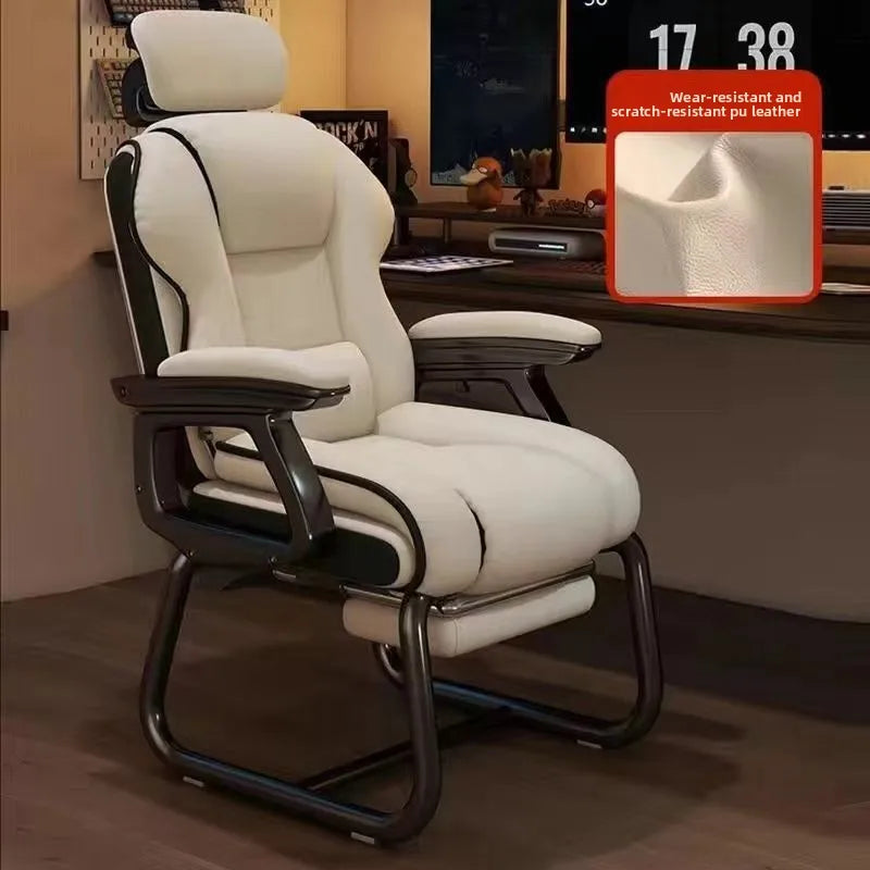 Chaise de bureau sans roues avec fonction inclinable - Blanc