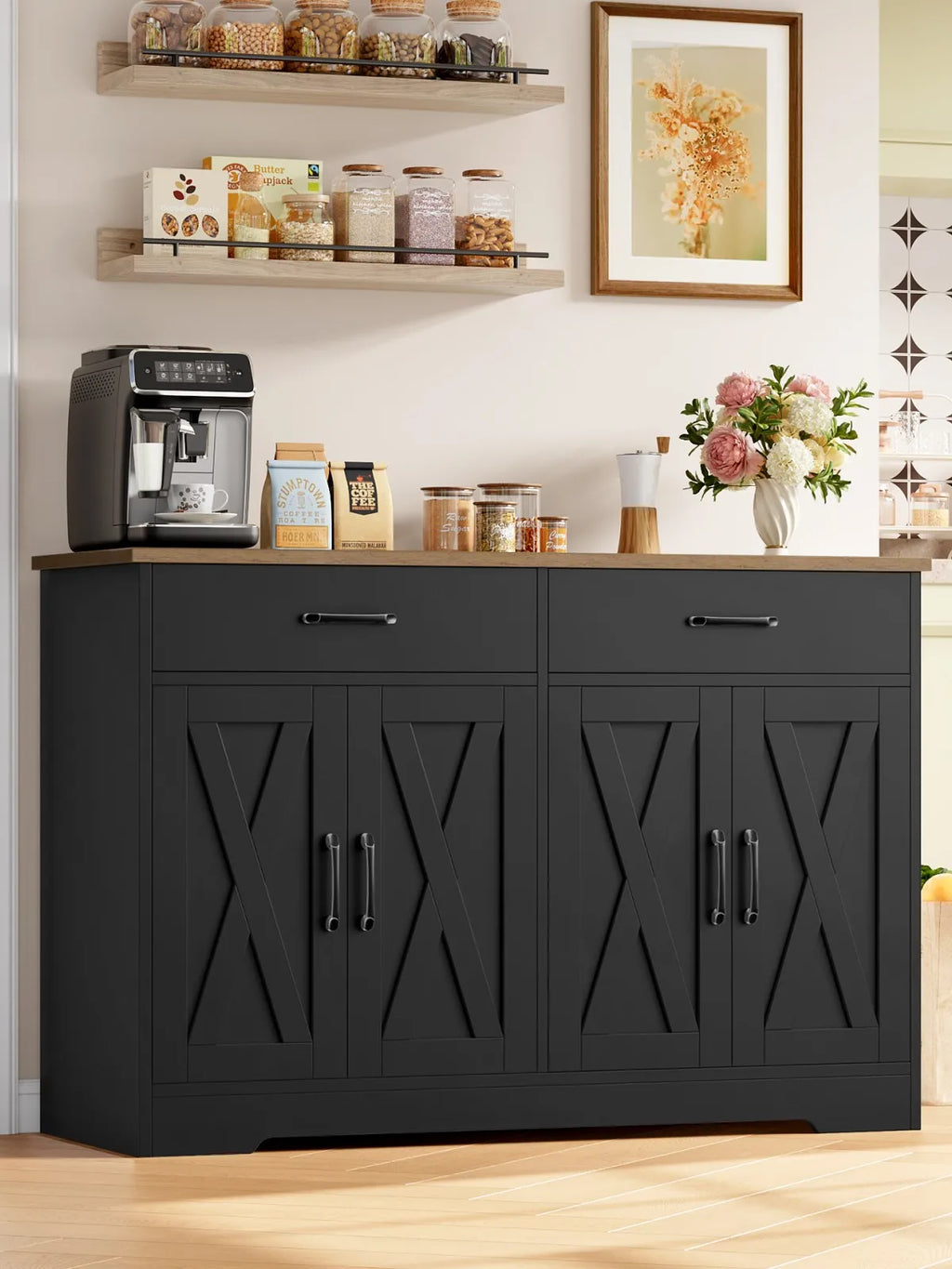 Meuble de rangement industriel de 120cm de large - Noir Meuble à chaussure