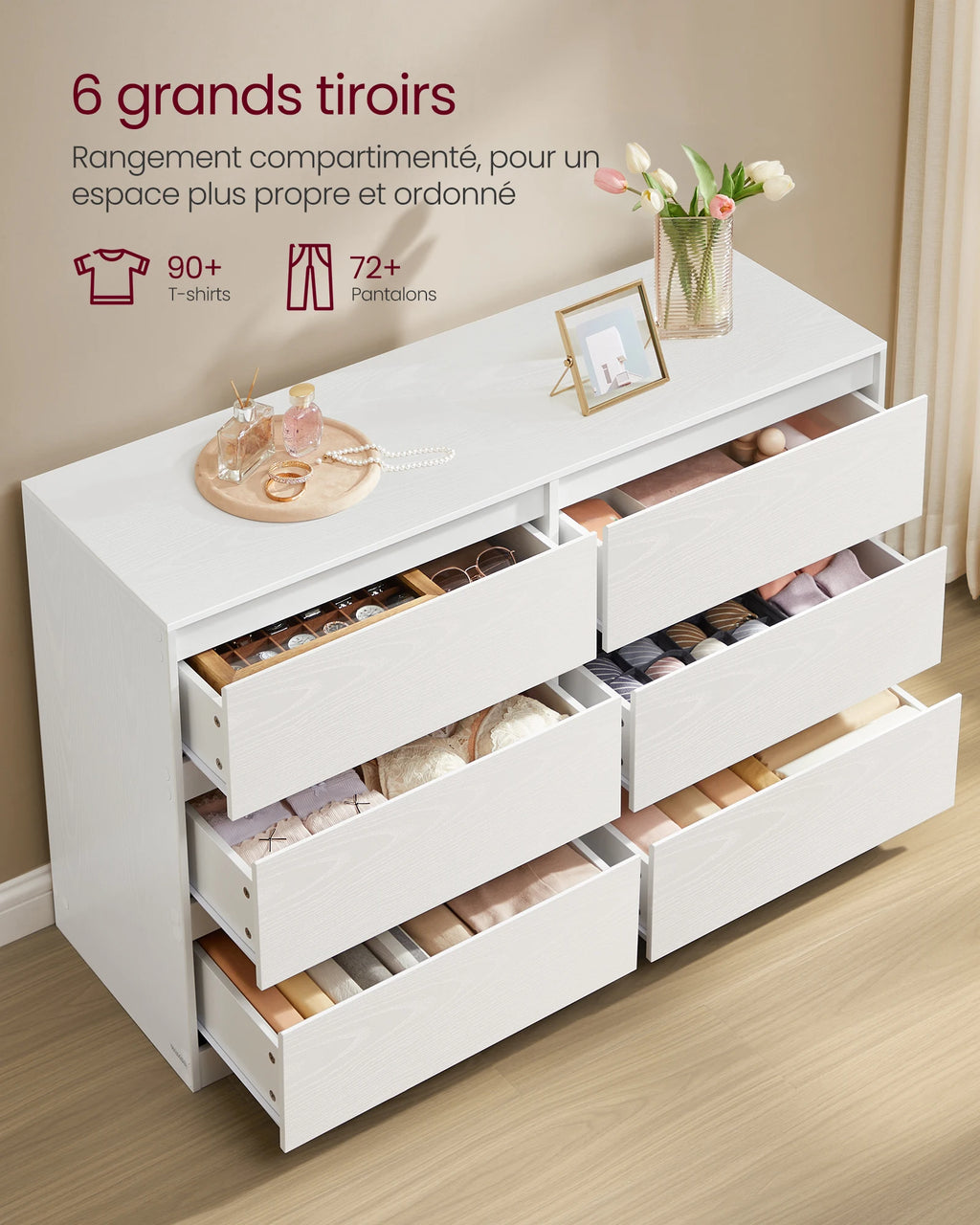 Meuble de rangement bas et long 40 x 119.4 x 75 cm, -