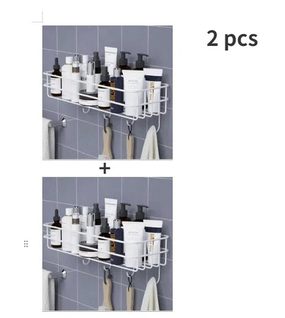 Étagère salle de bain douche pratique - C Blanc 2pcs