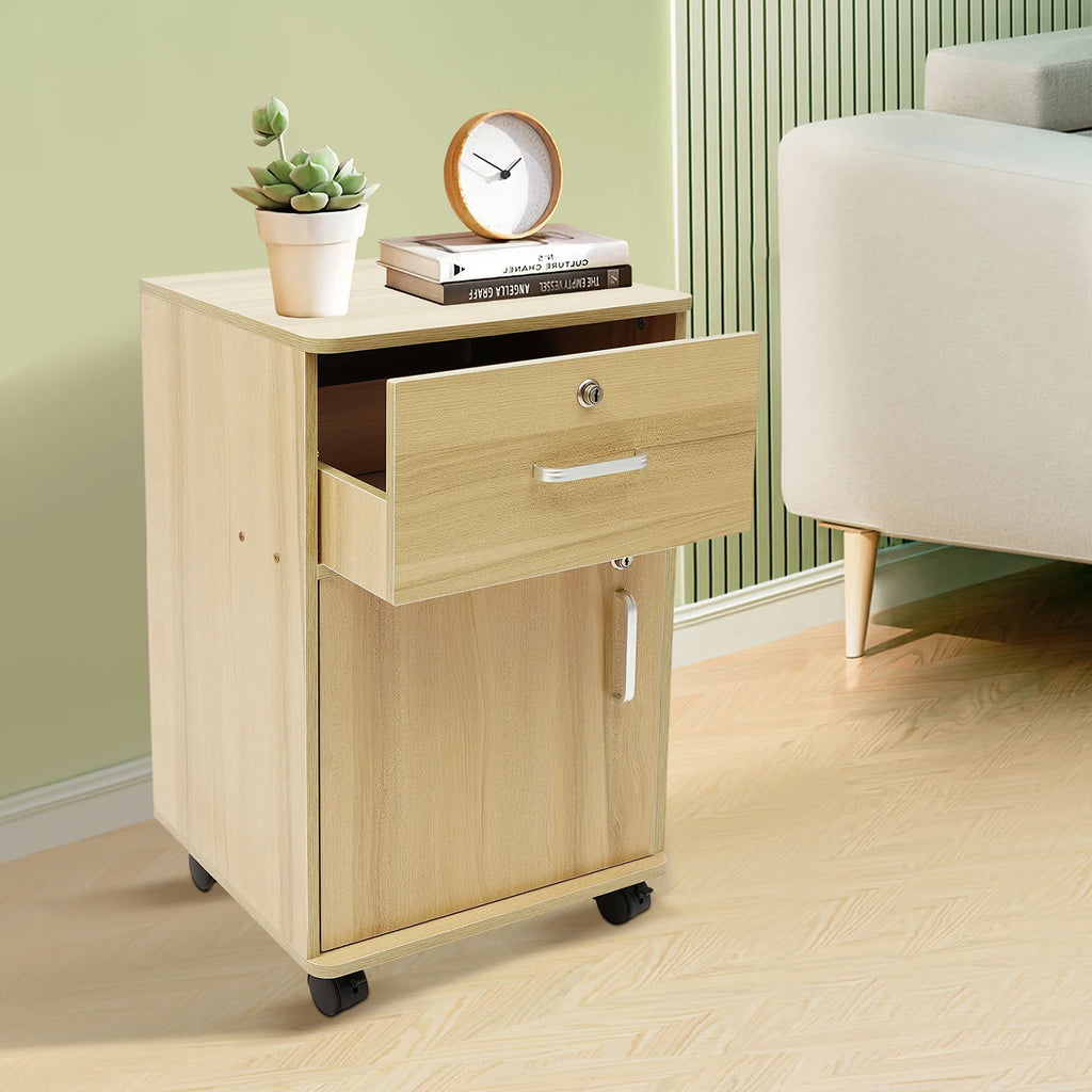 Table de nuit roulante à deux niveaux -