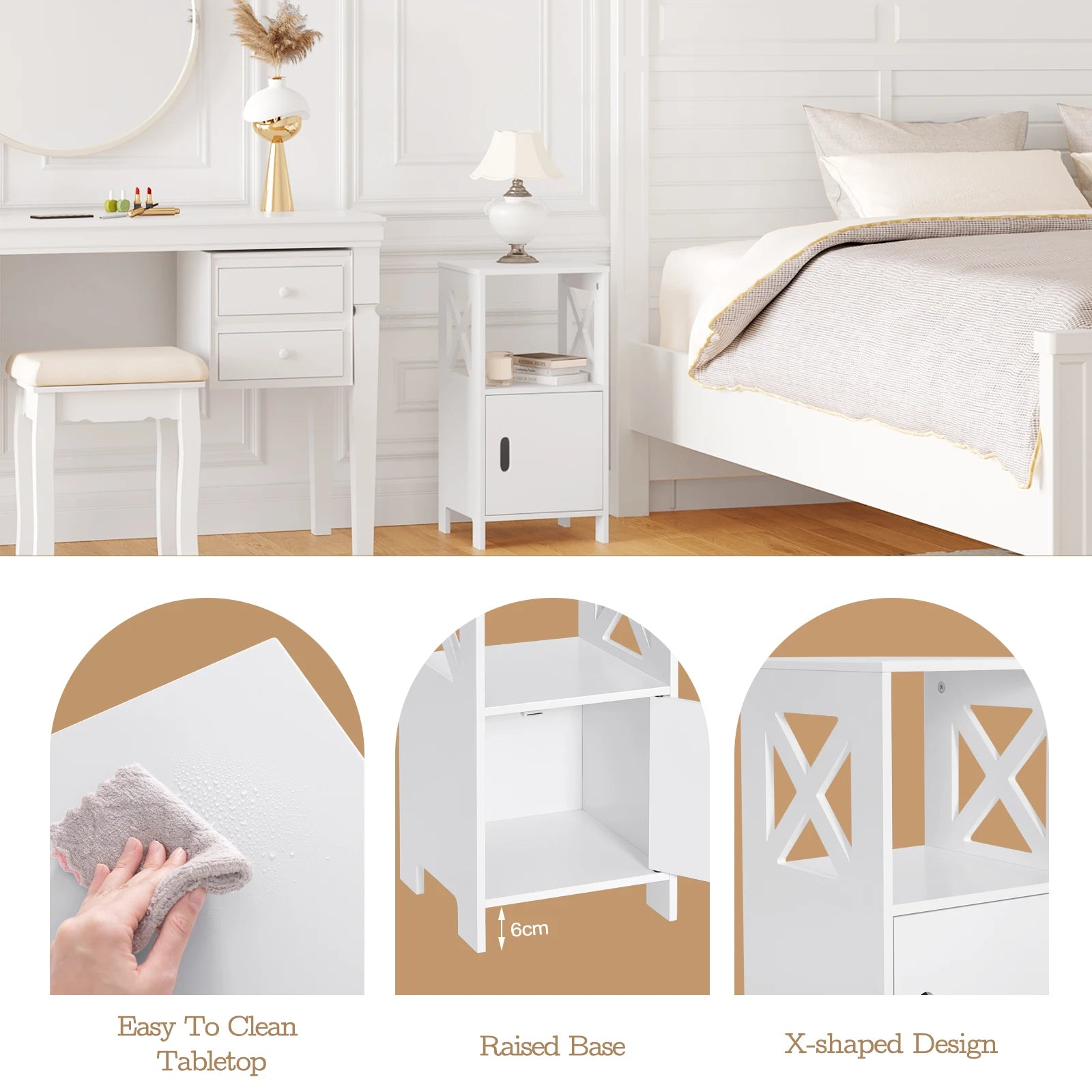 Table de nuit noir avec porte - lot de 2 ensembles -