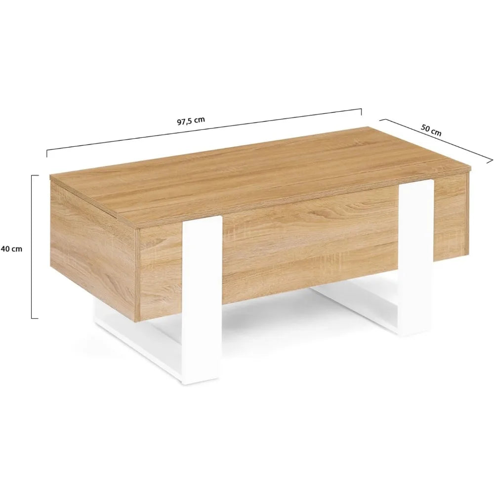 Table basse bois naturel clair élevable -