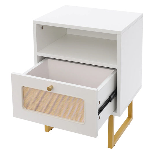 Table de nuit blanche avec tiroir magnifique -