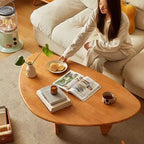 Table basse bois ronde de style triangulaire -