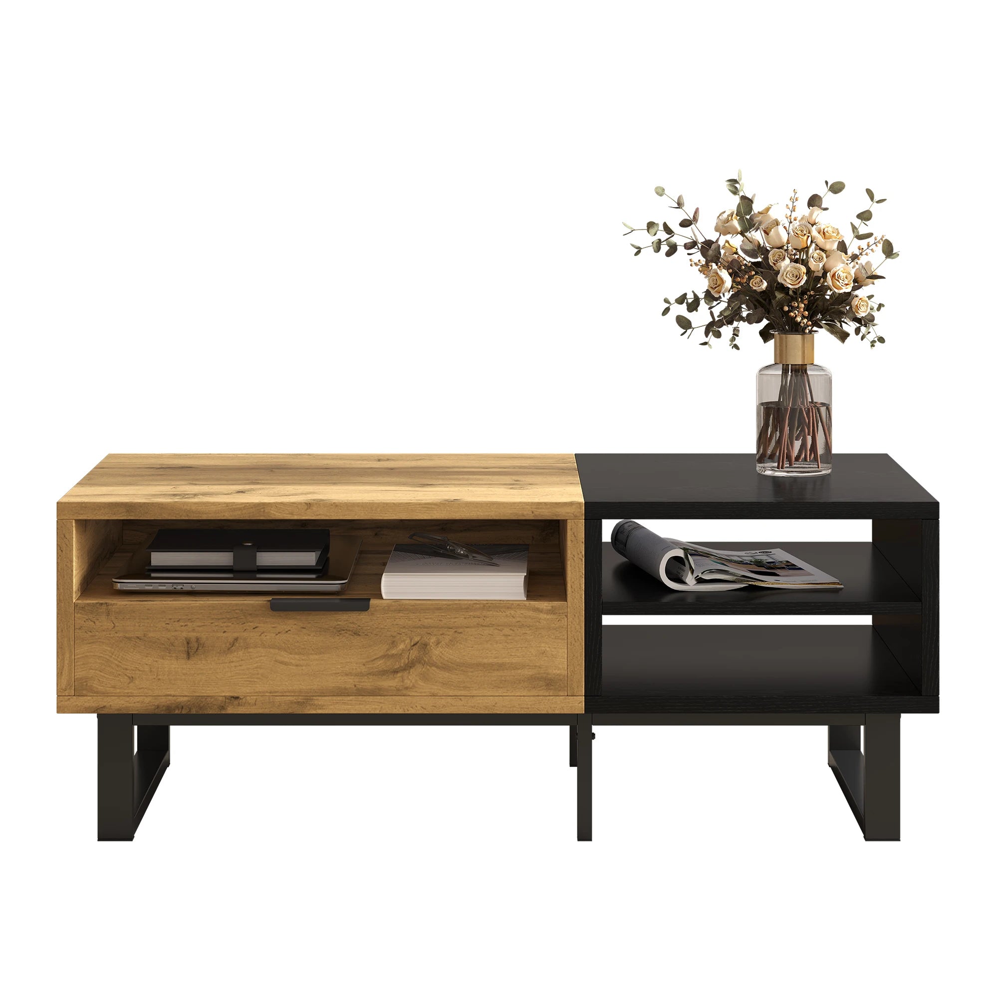 Table basse bois massif rectangulaire 100×50×40 cm -