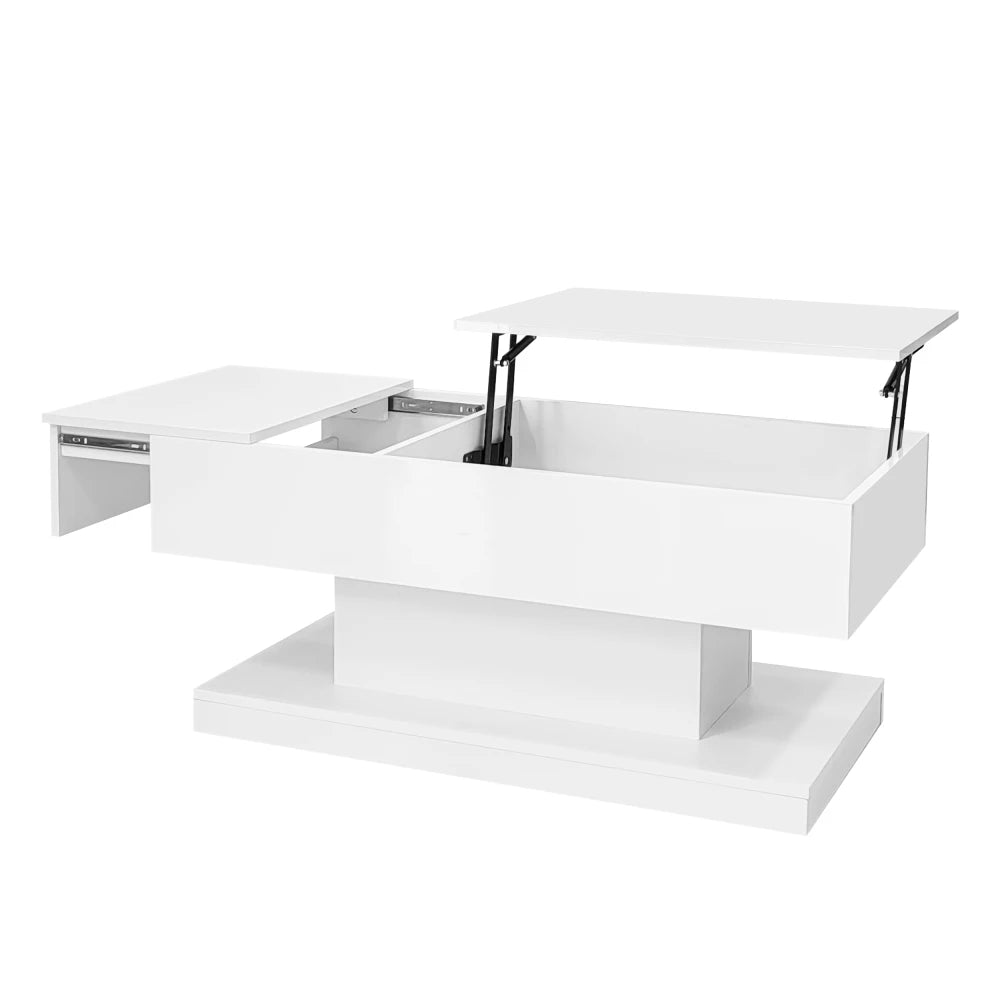 Table basse design blanc avec éclairage LED 100x50x45 Cm -