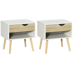 Table de chevet bois naturel 2 ensemble 50x39x51 cm -