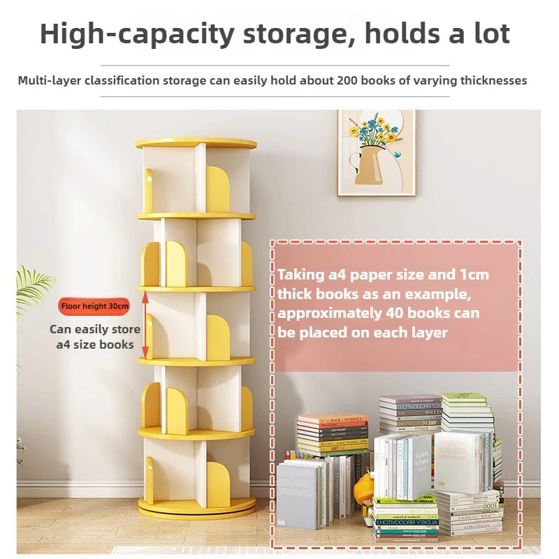 Étagère livre en bois rotatif -