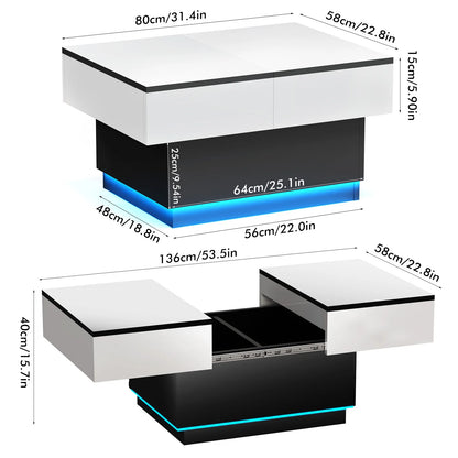 Table basse industrielle moderne extensible 2 en 1 - Blanc Table basse