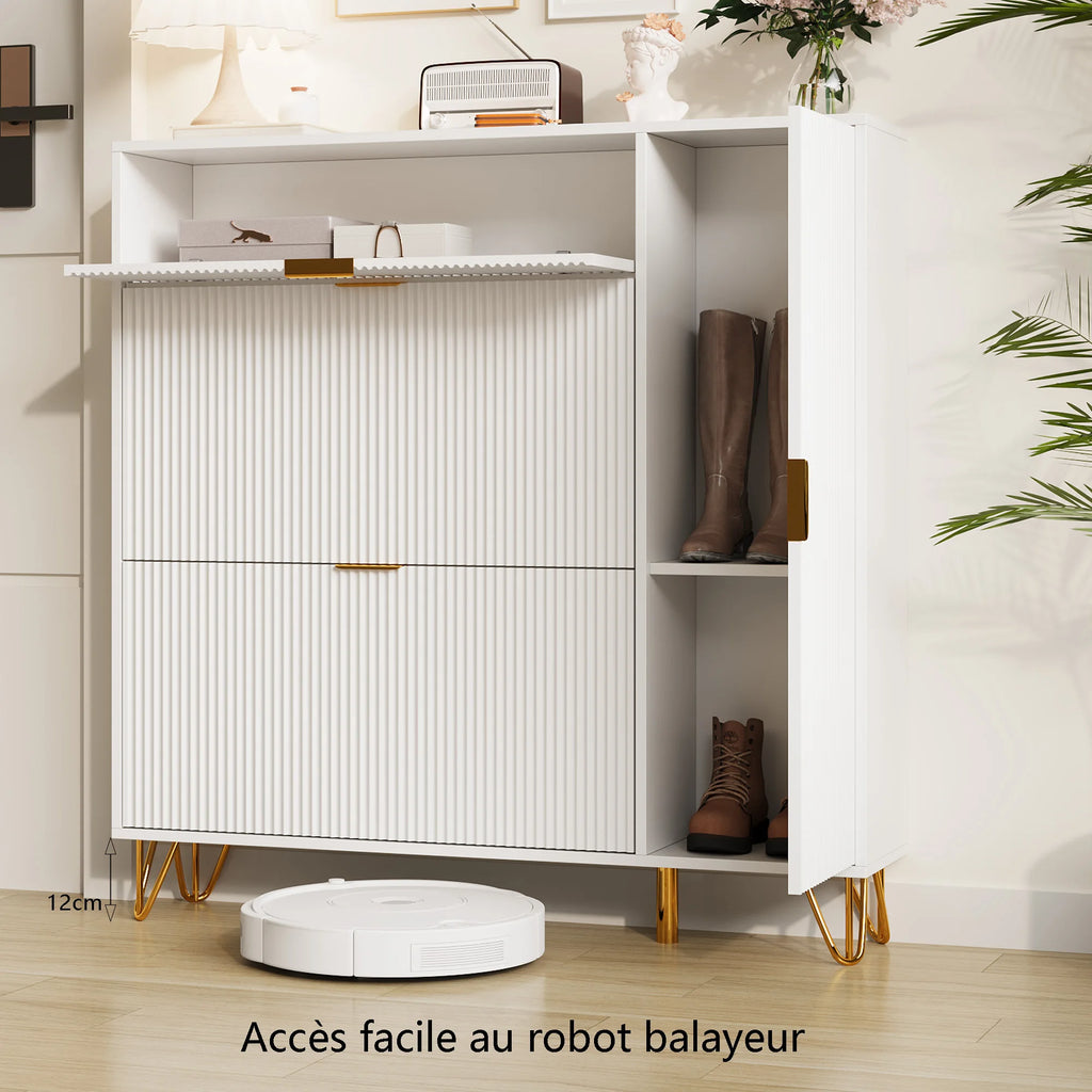 Meuble à chaussure moderne en bois blanc -