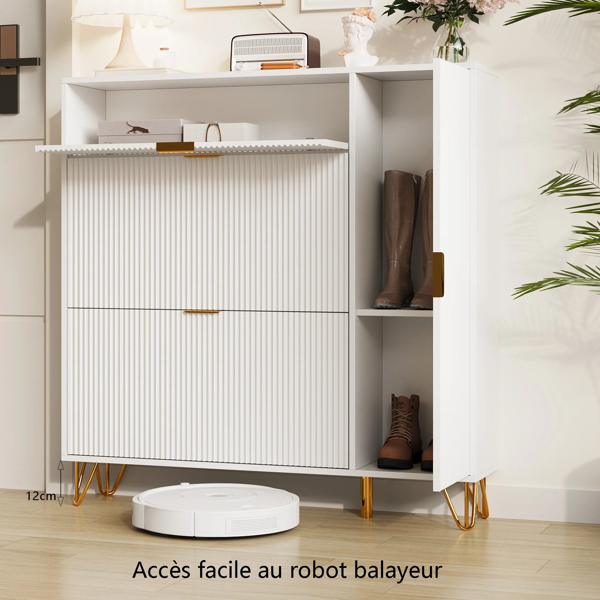 Meuble à chaussure moderne en bois blanc -