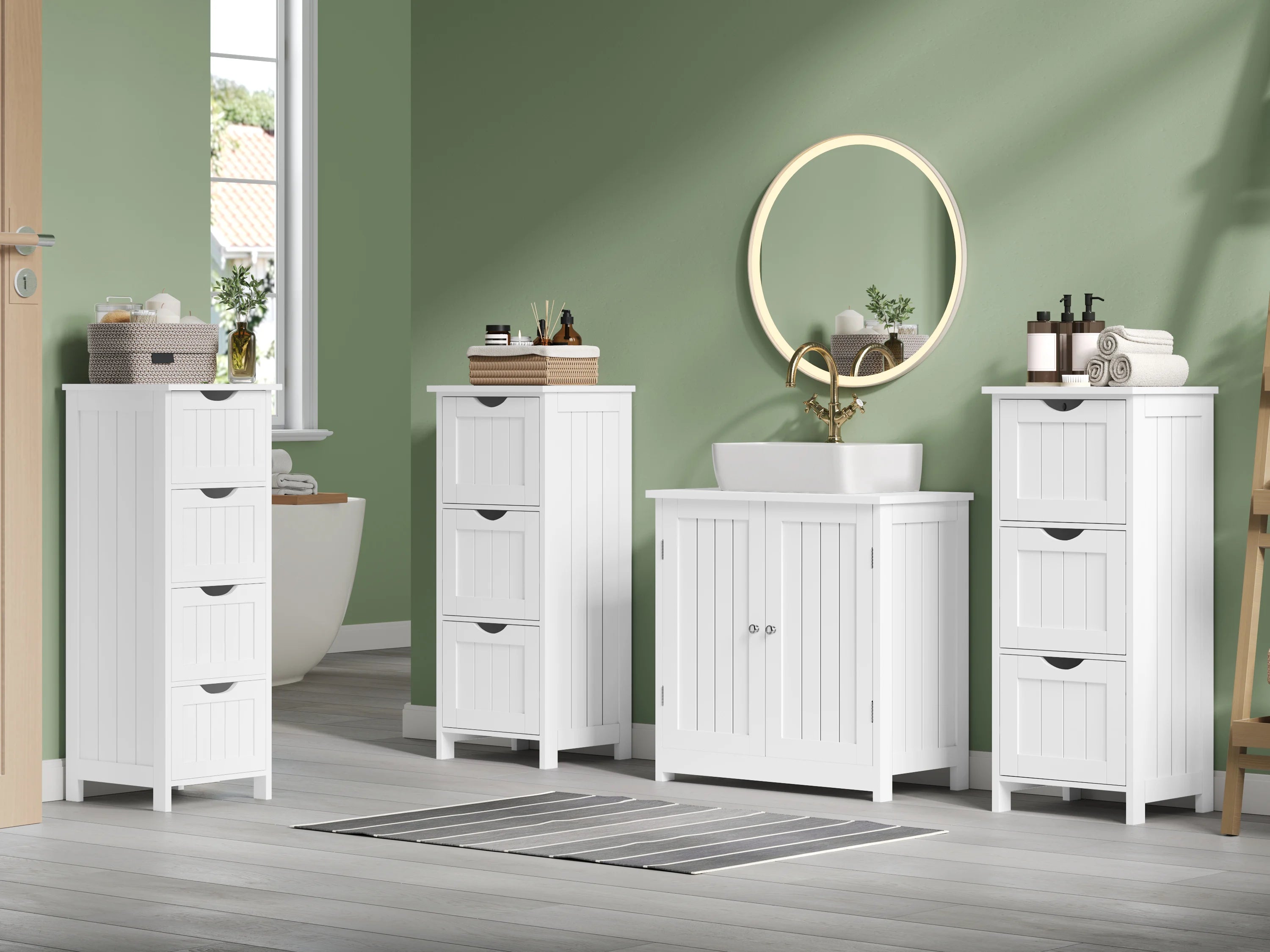 Étagère salle de bain ou salon moderne 32x81x30cm -