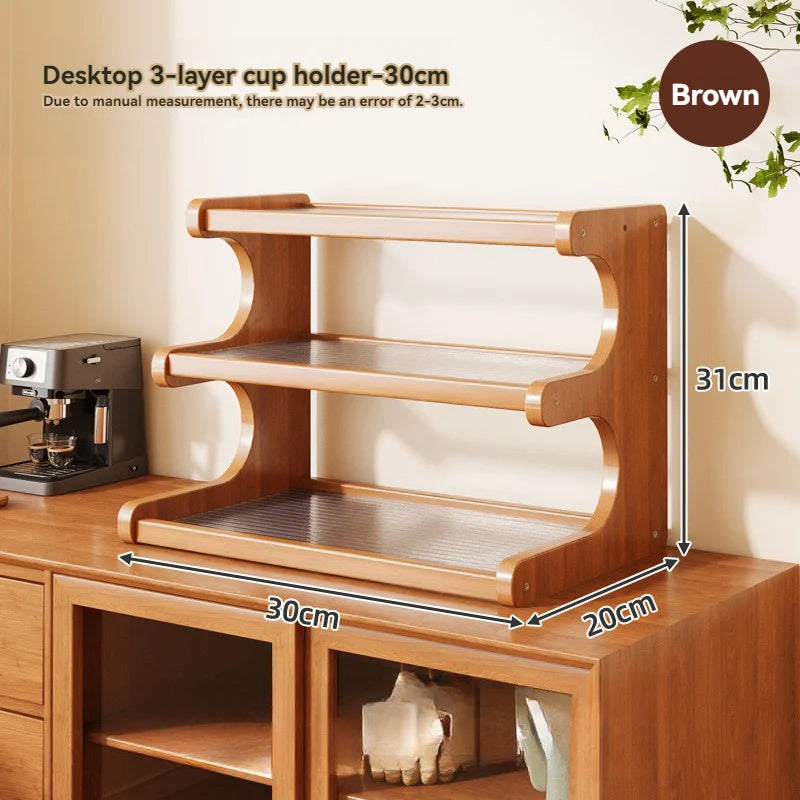 Étagère café en bois de bambou - 3F 30cm